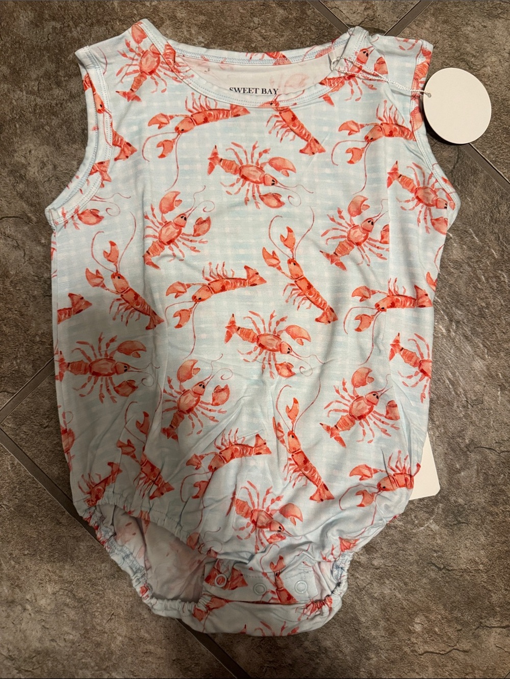Kids' Light Blue Lobster Print One-Piece